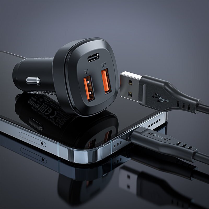 Acefast car charger 66W 2x USB / USB Type C, PPS, Power Delivery, Quick Charge 4.0, AFC, FCP, SCP black (B9) hind ja info | Mobiiltelefonide laadijad | kaup24.ee