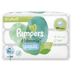 Niisked salvrätikud Pampers Harmonie Aqua 3*48 tk цена и информация | Влажные салфетки | kaup24.ee