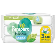 Влажные салфетки PAMPERS Harmonie Aqua 3*48 шт. цена и информация | Влажные салфетки | kaup24.ee