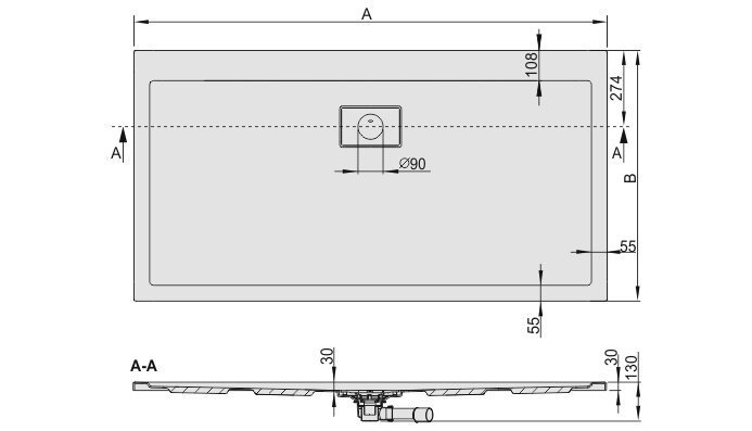 Dušialus Sanplast Space Line B/Space 80x140x3, bahama helepruun hind ja info | Dušialused | kaup24.ee