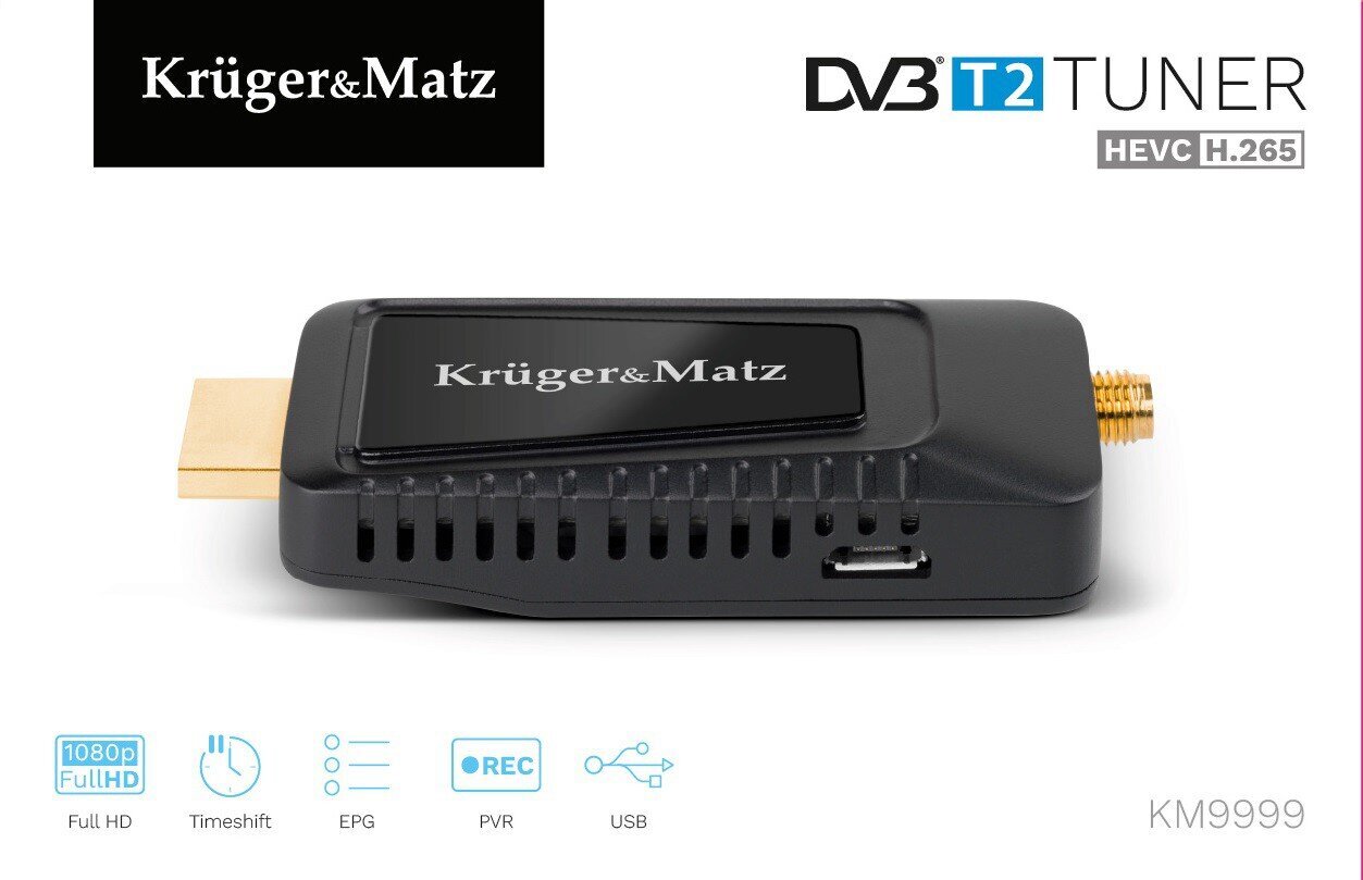 KRUGER & MATZ mini Tuner DVB-T2 H.265 HEVC KM9999 hind ja info | TV tüünerid | kaup24.ee