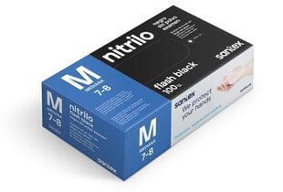 Ühekordsed nitriilkindad Santex Nitrile Flash Black S, 100 tk hind ja info | Töökindad | kaup24.ee