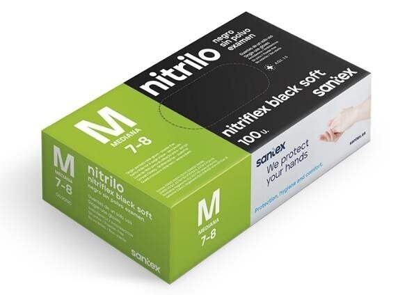 Ühekordsed nitriilkindad Santex Nitrifrex Black Soft M, 100 tk hind ja info | Töökindad | kaup24.ee