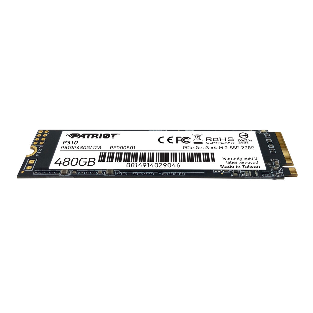 SSD Patriot P310 480GB M.2 2280 PCIe NVMe 4.0 x4 TLC цена и информация | Sisemised kõvakettad (HDD, SSD, Hybrid) | kaup24.ee