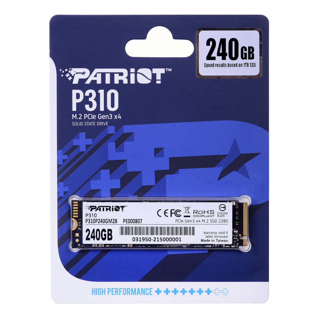 SSD Patriot Viper P310 M.2 PCI-Ex4 NVMe 240GB цена и информация | Sisemised kõvakettad (HDD, SSD, Hybrid) | kaup24.ee