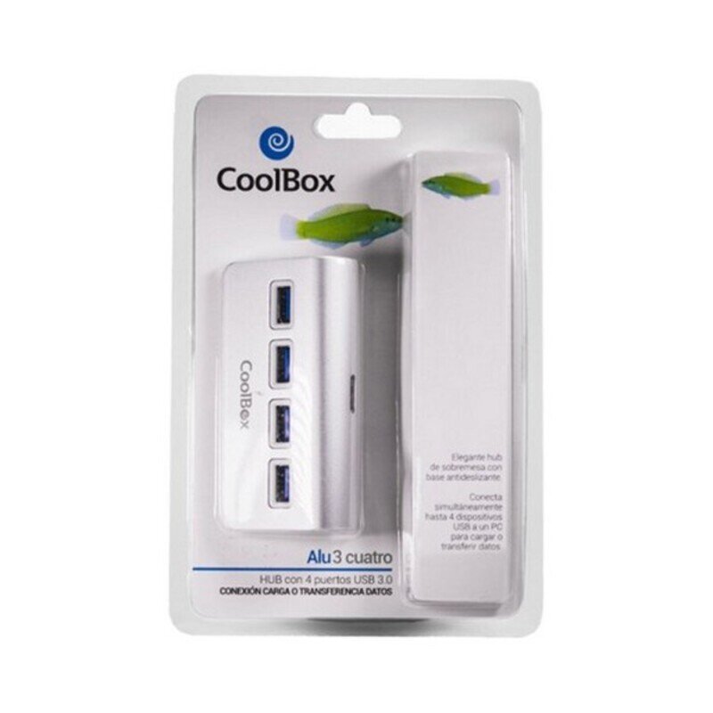 USB šakotuvas CoolBox COO-HU4ALU3 Aliuminis (4 Uostai) цена и информация | USB jagajad, adapterid | kaup24.ee