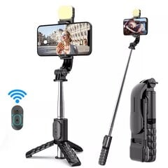 Selfipulk statiiviga, LED-valgusega ja Bluetooth-funktsiooniga LIVMAN Q11s (selfie stick) цена и информация | Моноподы для селфи («Selfie sticks») | kaup24.ee