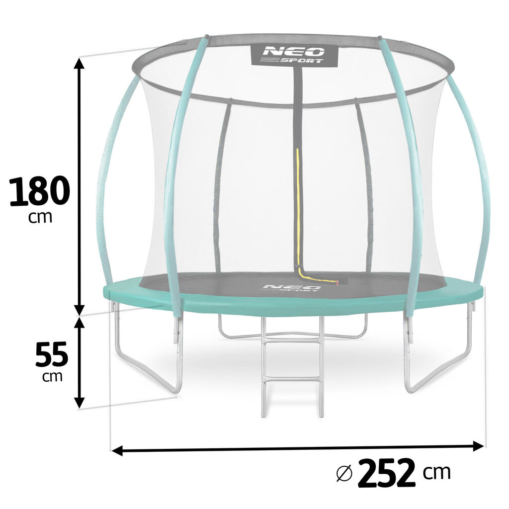 Profileeritud aiabatuut sisemise võrguga, 8 jalga / 252 cm, Neo-Sport цена и информация | Batuudid ja batuudi varuosad | kaup24.ee