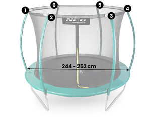 Защитная внутренняя сетка для батута, 252 см, Neo-Sport цена и информация | Батуты | kaup24.ee