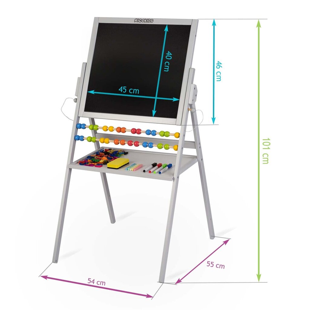 Kahepoolne magnet - joonestuslaud hall 101 x 55 x 55 cm hind ja info | Arendavad mänguasjad | kaup24.ee