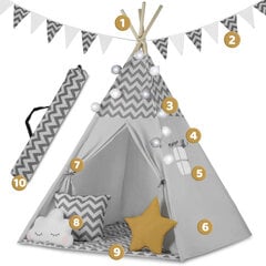 Детская палатка с гирляндой и подсветкой, серая цена и информация | Детские игровые домики | kaup24.ee