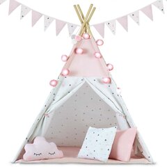 Детская палатка с гирляндой и подсветкой, розовая цена и информация | Детские игровые домики | kaup24.ee