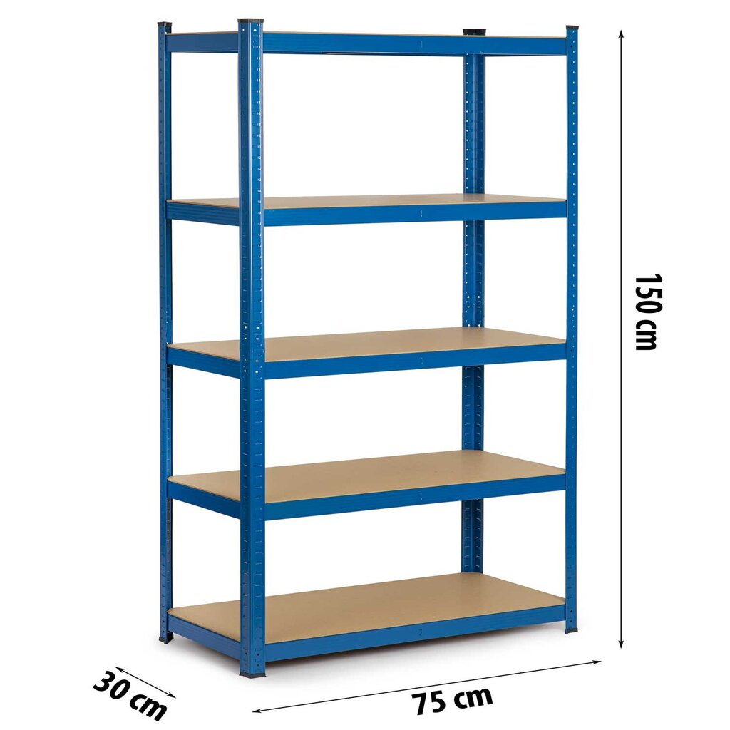 Metallist hoiuriiul, 150 x 75 x 30cm sinine hind ja info | Riiulid tööriistadele | kaup24.ee