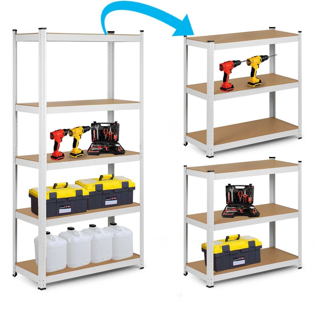 Metallist hoiuriiul, 180 x 90 x 30cm Valge hind ja info | Riiulid tööriistadele | kaup24.ee
