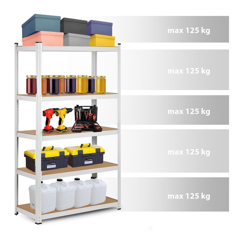 Metallist hoiuriiul, 150 x 75 x 30cm Valge hind ja info | Riiulid tööriistadele | kaup24.ee