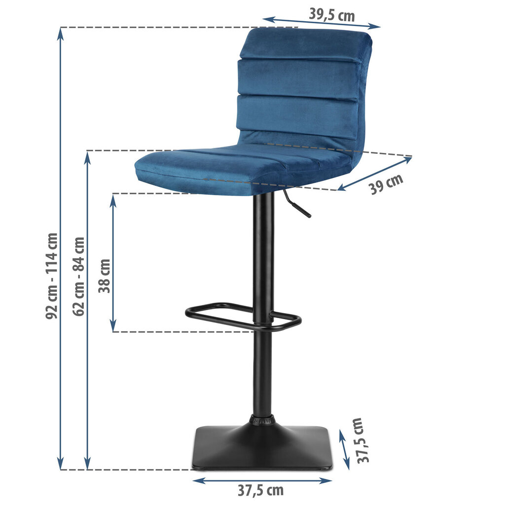 Baaritool seljatoega, sinine hind ja info | Söögitoolid, baaritoolid | kaup24.ee