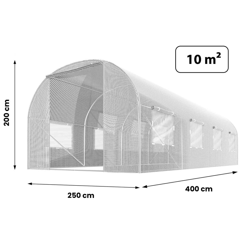 Kasvuhoone varukile, 2,5x4m (10m2), valge цена и информация | Kasvuhooned | kaup24.ee