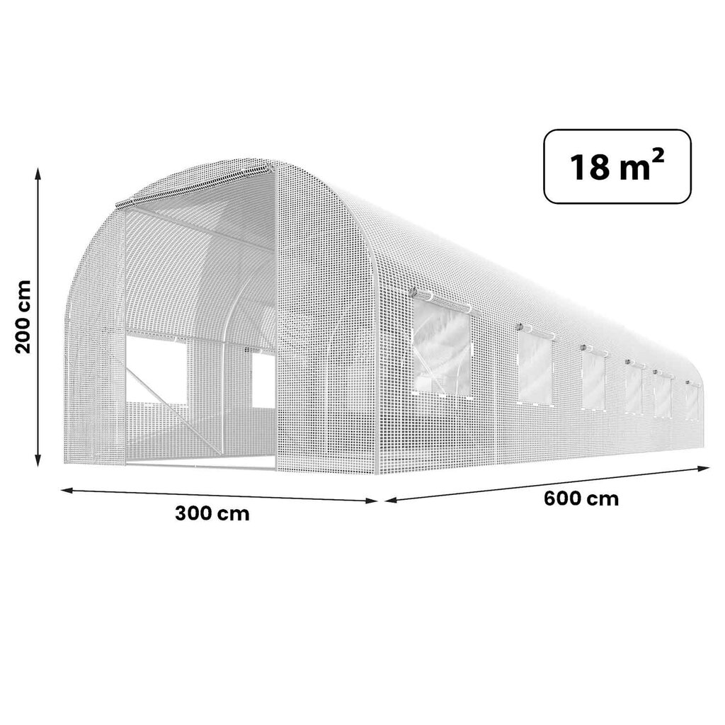 Kasvuhoone varukile, 3x6m (18m2), valge hind ja info | Kasvuhooned | kaup24.ee