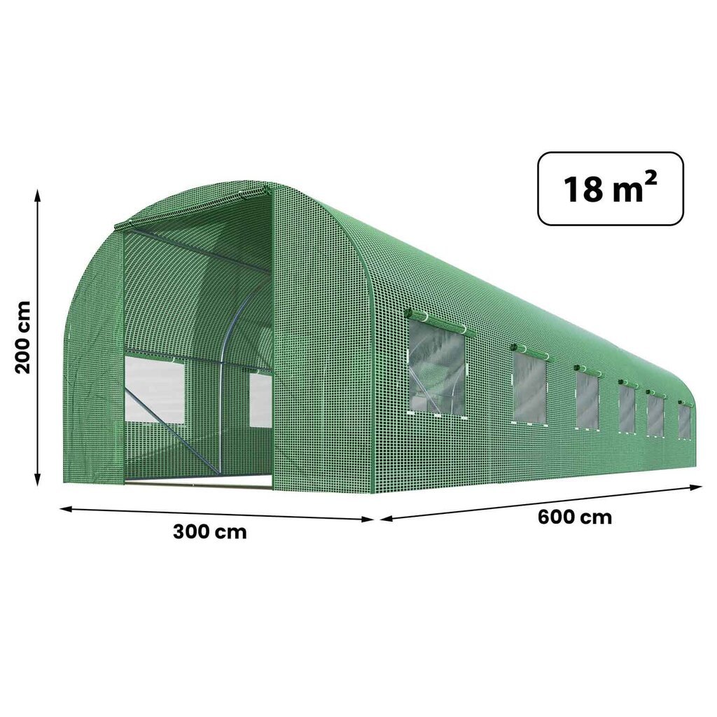 Kasvuhoone varukile, 3x6m (18m2), roheline цена и информация | Kasvuhooned | kaup24.ee