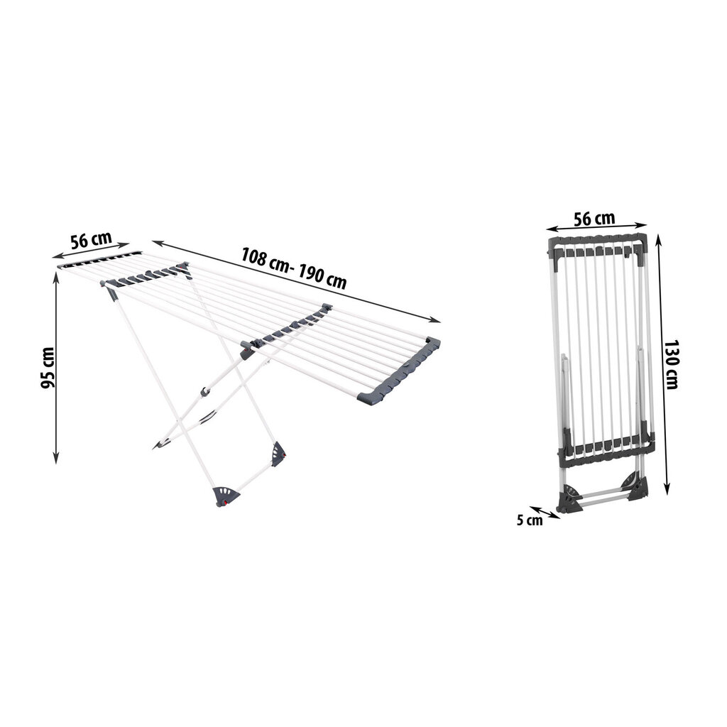 Ratastega pesukuivati, teleskoop, 20 meetrit hind ja info | Pesukuivatusrestid ja aksessuaarid | kaup24.ee