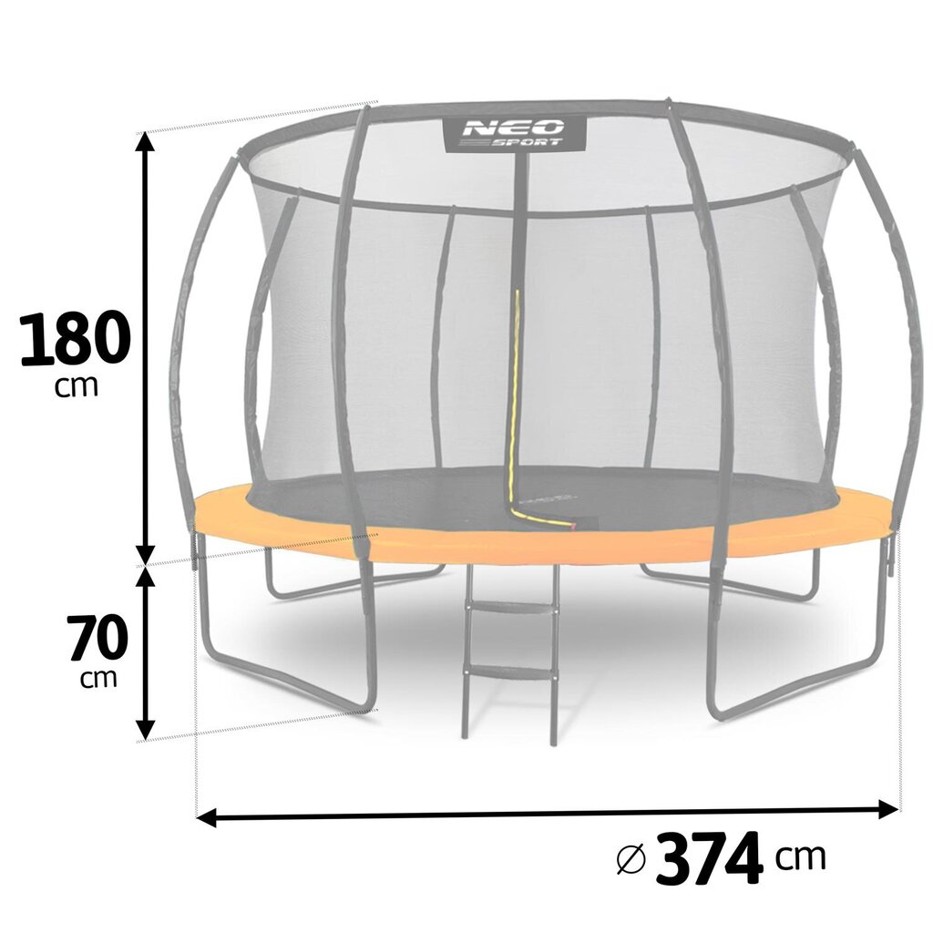 Profileeritud aiabatuut sisemise võrguga, 12 jalga / 374 cm, Neo-Sport цена и информация | Batuudid ja batuudi varuosad | kaup24.ee