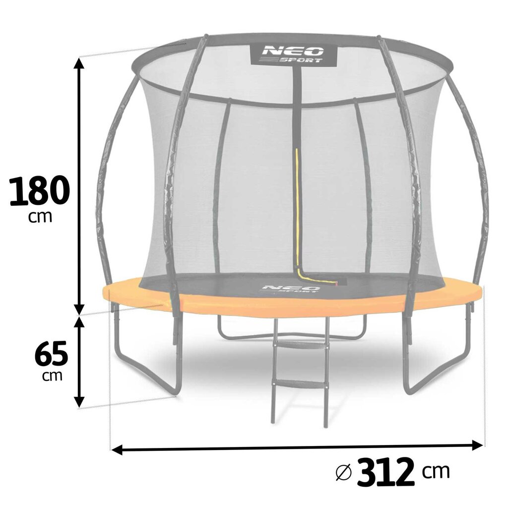 Aiabatuut, sisemise võrguga profileeritud, 10 jalga / 312 cm, Neo-Sport цена и информация | Batuudid ja batuudi varuosad | kaup24.ee