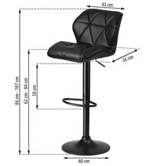Барный стул со спинкой, Castelo, черный цена и информация | Стулья для кухни и столовой | kaup24.ee