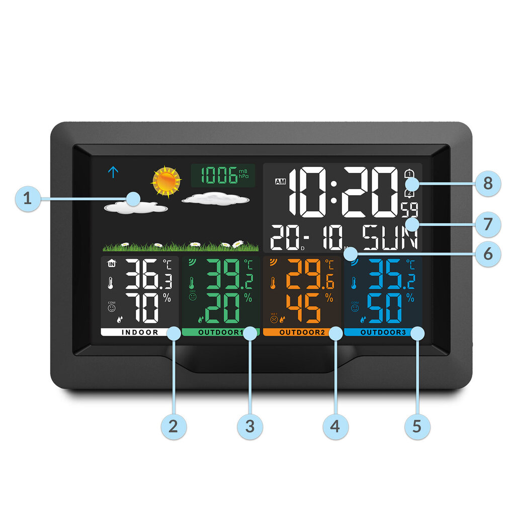 Ilmajaam ekraaniga, must hind ja info | Ilmajaamad, termomeetrid | kaup24.ee
