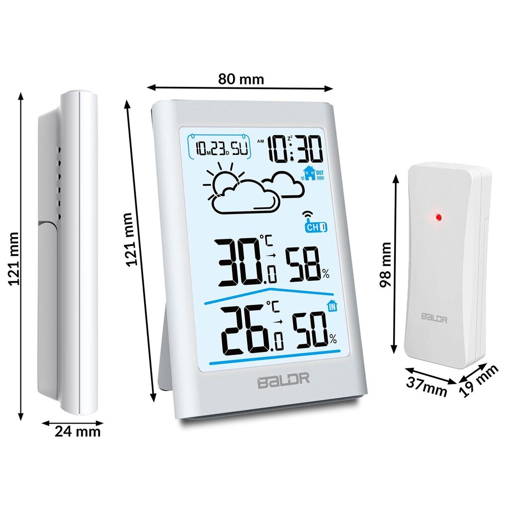 Ilmajaam ekraaniga, valge hind ja info | Ilmajaamad, termomeetrid | kaup24.ee