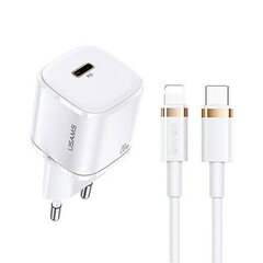 Сетевая зарядка Usams T36 US-CC124, 20W, USB-C, для iPhone 11 12 13, белая цена и информация | Зарядные устройства для телефонов | kaup24.ee