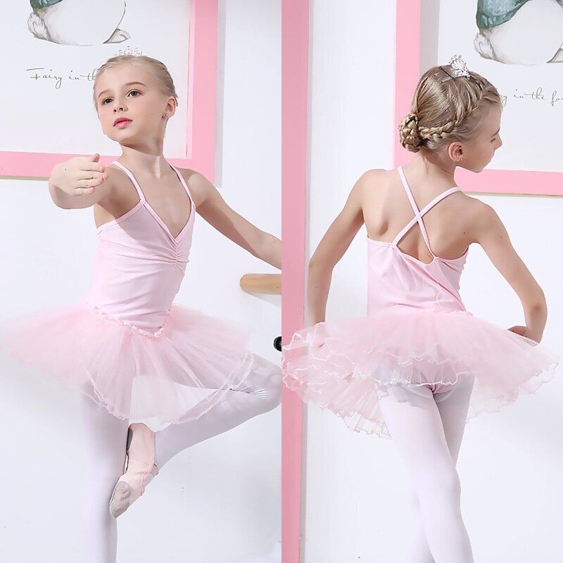 Tüdrukute võimlemistrikoo koos seelikuga, roosa hind ja info | Balletiriided | kaup24.ee