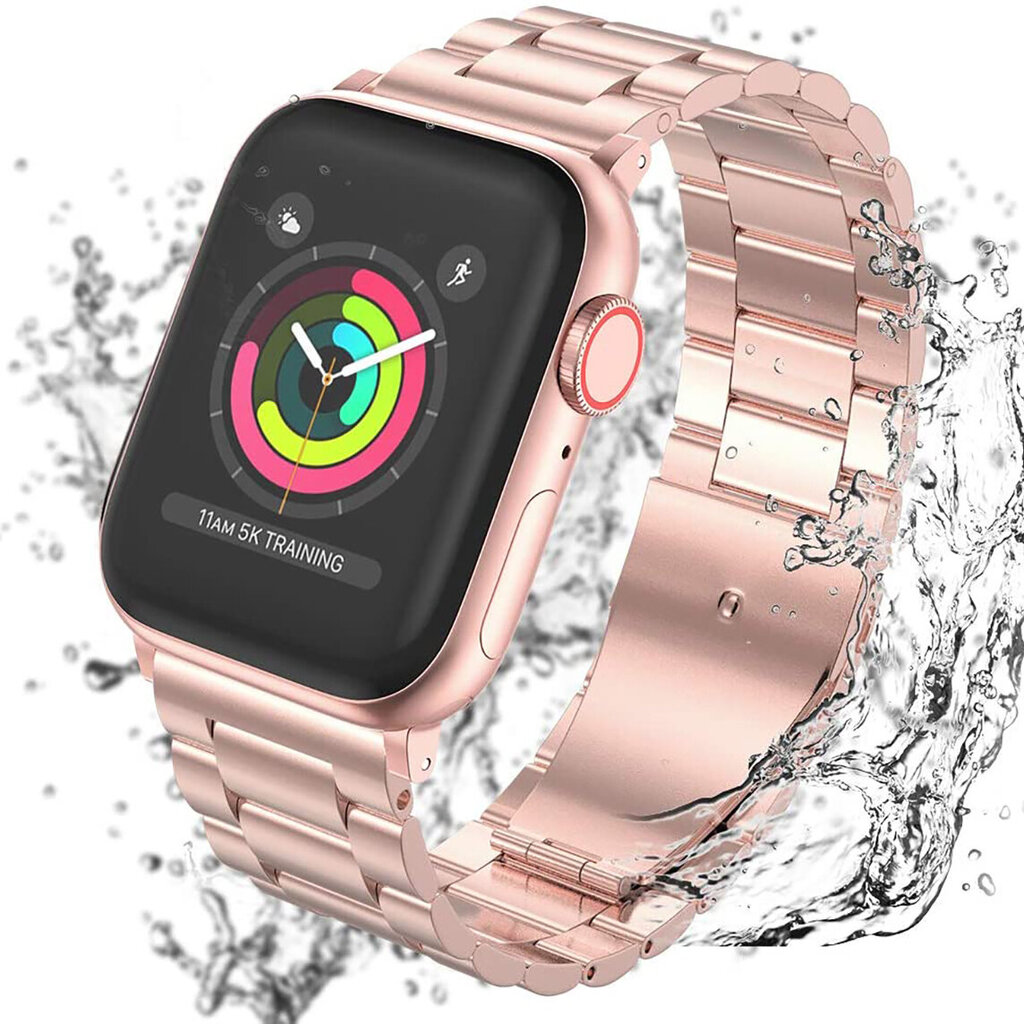 Apple Watch roostevaba teras rihm – Roosa Kuld 42/44/45 mm цена и информация | Nutikellade ja nutivõrude tarvikud | kaup24.ee