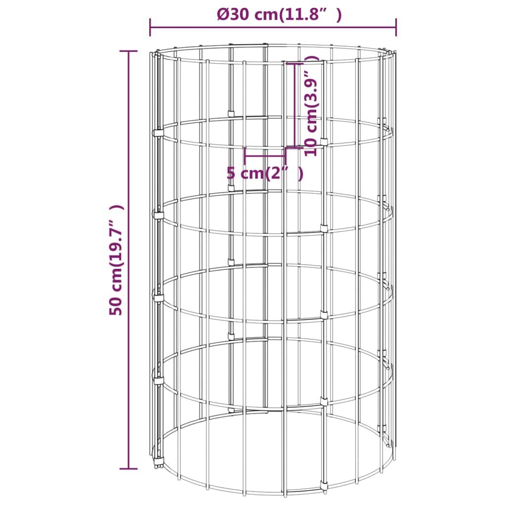 vidaXL ringikujulised gabioon taimelavad 4 tk, Ø30x50/100/150/200 cm hind ja info | Istutus- ja turbapotid | kaup24.ee