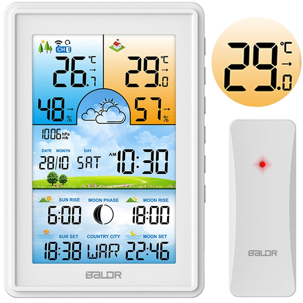 Ilmajaam ekraaniga, valge hind ja info | Ilmajaamad, termomeetrid | kaup24.ee