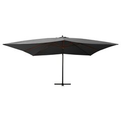vidaXL päikesevari puitpostiga, 400 x 300 cm, antratsiithall hind ja info | Päikesevarjud, markiisid ja alused | kaup24.ee