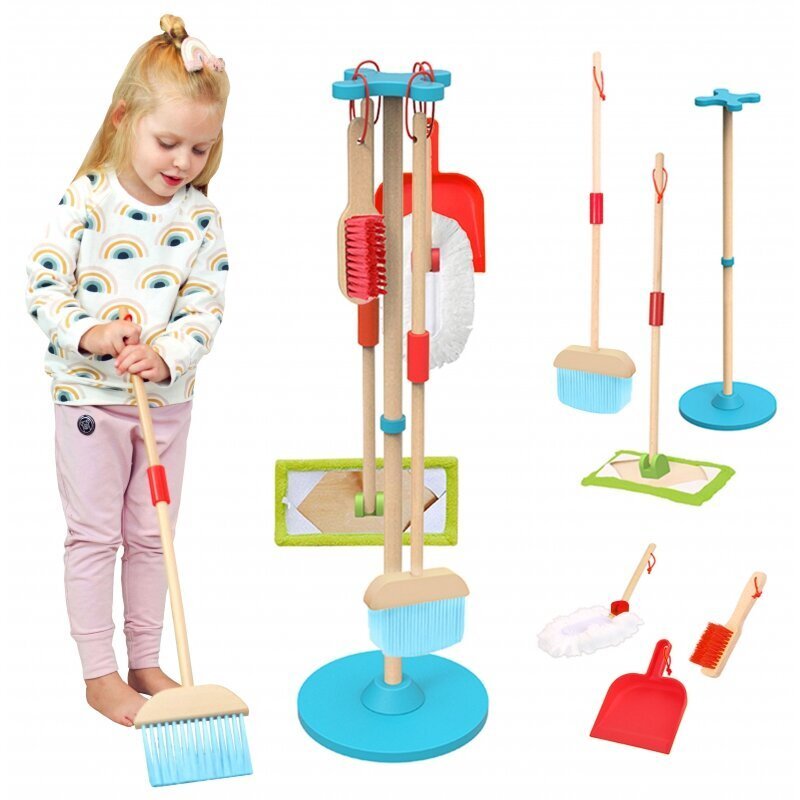 Puidust puhastuskomplekt lastele, 6 tk hind ja info | Tüdrukute mänguasjad | kaup24.ee