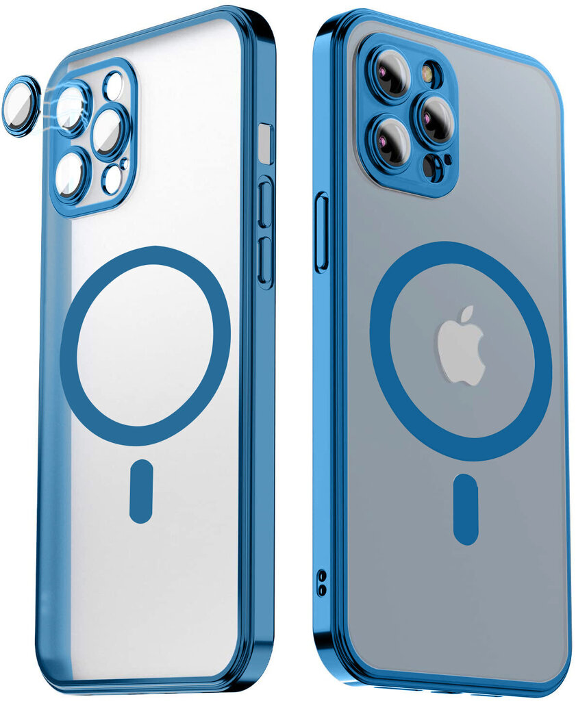 Matte transparent soft case camera protection (electroplated) Apple iPhone 13 Pro Max ( support Magsafe) azure blue - sinine цена и информация | Telefoni kaaned, ümbrised | kaup24.ee