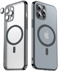 Matte transparent soft case camera protection (electroplated) Apple iPhone 12 ( support Magsafe), black hind ja info | Telefoni kaaned, ümbrised | kaup24.ee
