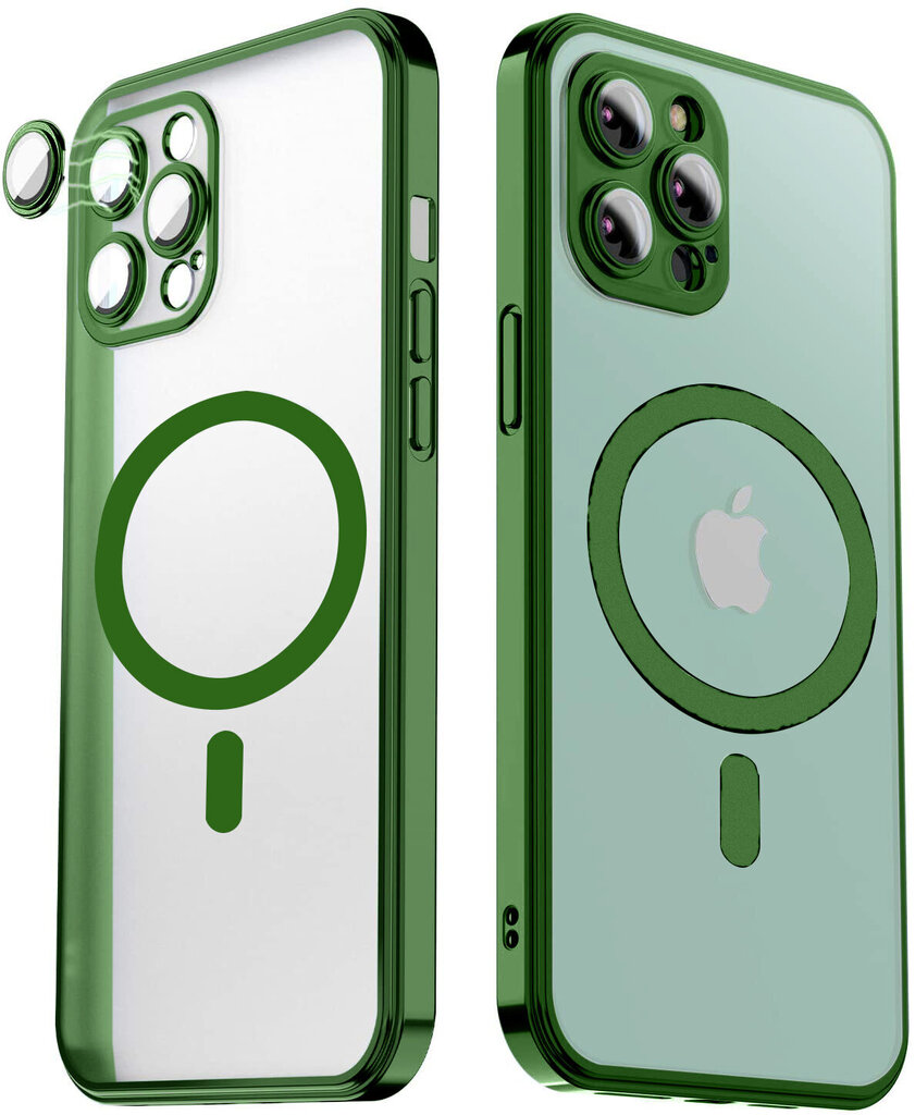 Matte transparent soft case camera protection (electroplated) Apple iPhone 13 ( support Magsafe) green - roheline цена и информация | Telefoni kaaned, ümbrised | kaup24.ee