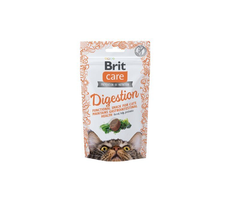 Brit Care Cat Snack Digestion maiused kassile 50g цена и информация | Maiustused kassidele | kaup24.ee