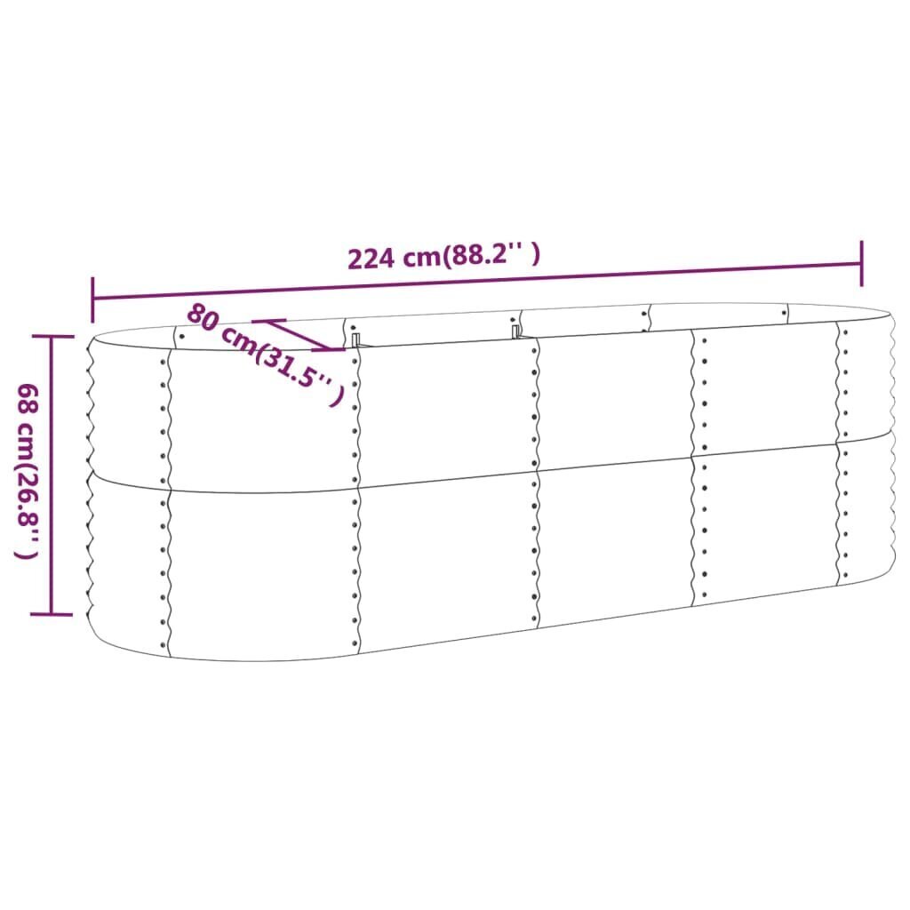 vidaXL aia taimekast, pulbervärvitud teras 224x80x68 cm antratsiithall hind ja info | Istutus- ja turbapotid | kaup24.ee