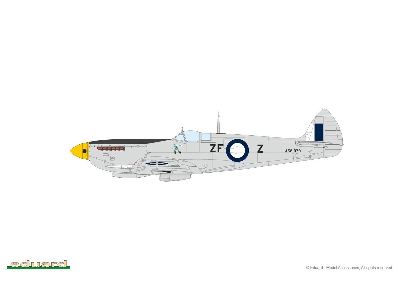 Eduard - Spitfire Mk.VIII WEekend edition, 1/72, 7462 hind ja info | Klotsid ja konstruktorid | kaup24.ee