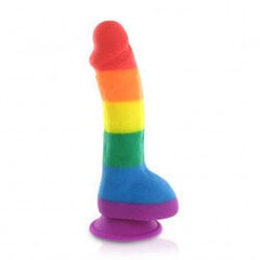 Pride dildo - silicone rainbow dildo with balls цена и информация | Вибраторы | kaup24.ee