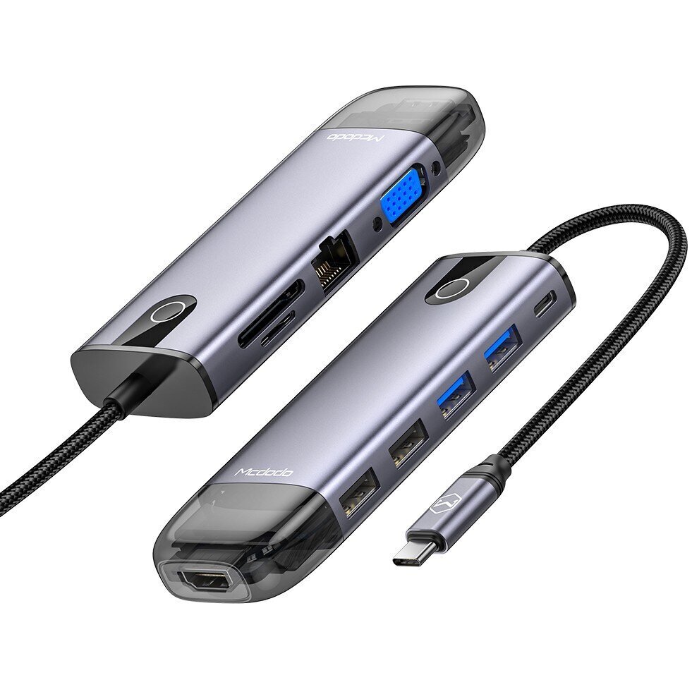Mcdodo 10in1 USB-C RJ-45 VGA HDMI 4K sülearvuti rummu Macbook M1 HU-7420 jaoks hind ja info | USB jagajad, adapterid | kaup24.ee