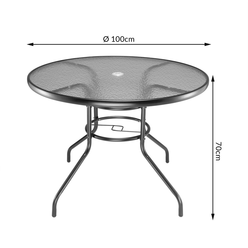 Klaaslaud Malaga, ümar, 100 cm hind ja info | Aialauad | kaup24.ee