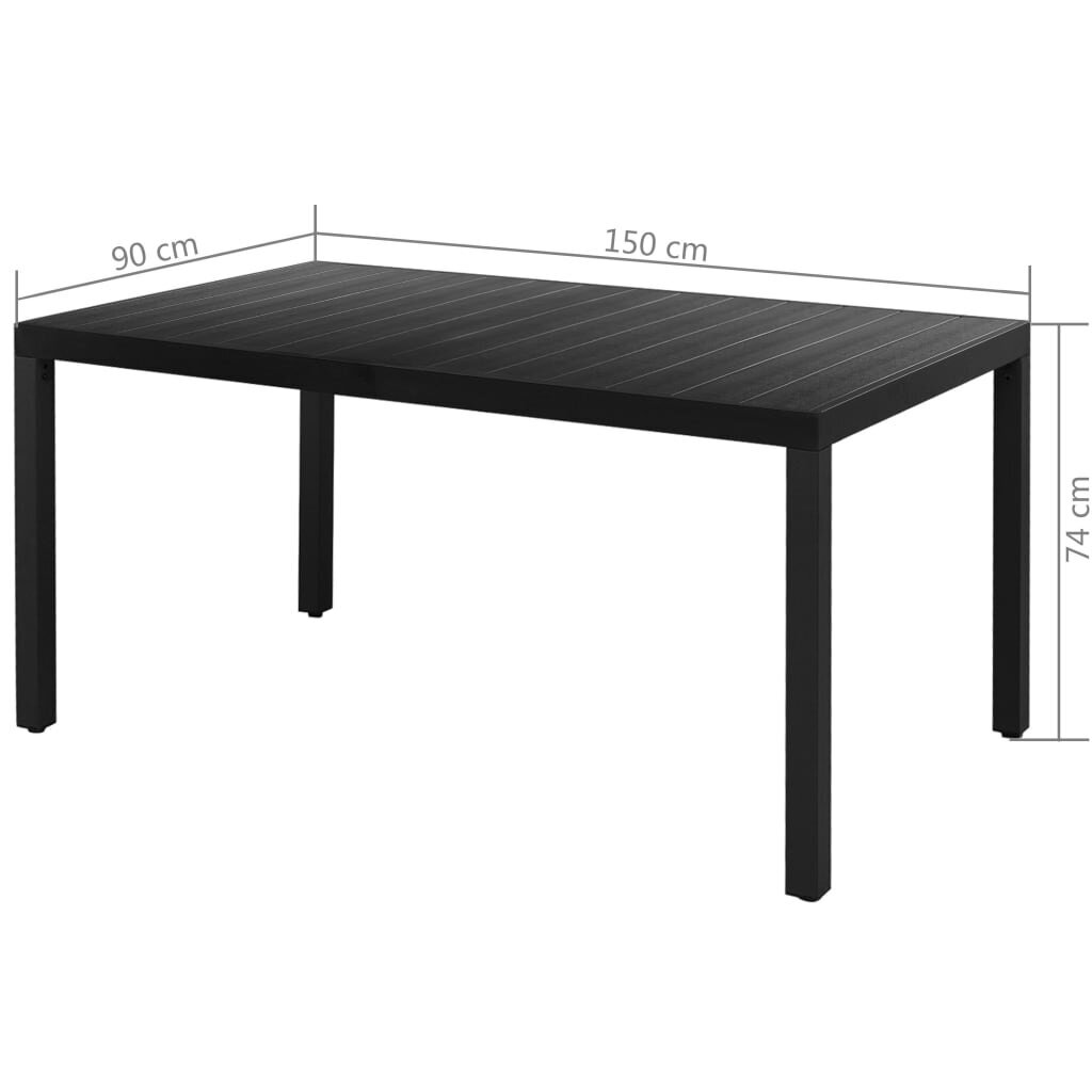 vidaXL 5-osaline aiamööblikomplekt, PVC-rotang, must hind ja info | Aiamööbli komplektid | kaup24.ee