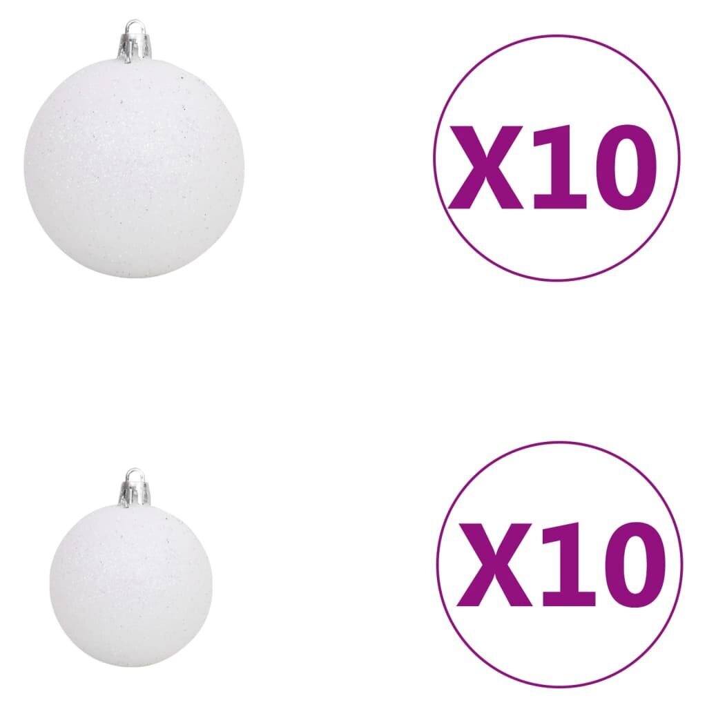 vidaXL kunstkuusk LEDide ja kuulidega, valge, 240 cm hind ja info | Kunstkuused | kaup24.ee