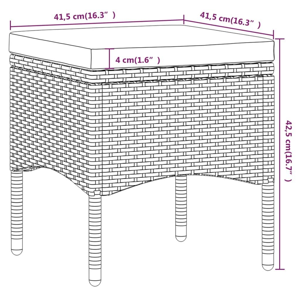 vidaXL 5-osaline aia bistrookomplekt, polürotang/karastatud klaas цена и информация | Aiamööbli komplektid | kaup24.ee