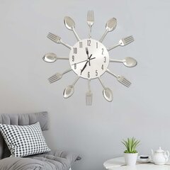 325162 vidaXL Wall Clock with Spoon and Fork Design Silver 31 cm Aluminium hind ja info | Kellad | kaup24.ee