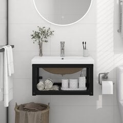 vidaXL valamuraam sisseehitatud valamuga, must, raud цена и информация | Шкафчики для ванной | kaup24.ee